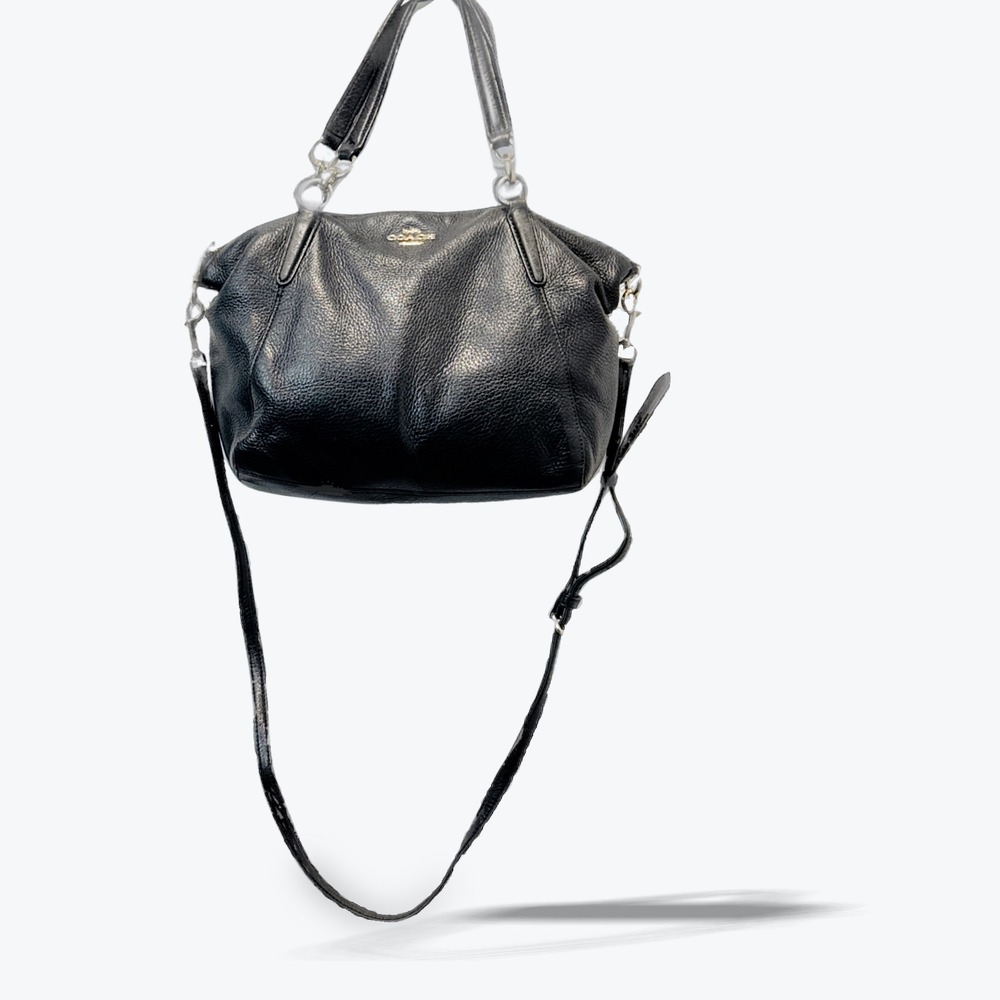 Coach Small Kelsey Satchel Slouchy Pebbled Leather Crossbody F36675 Black Medium